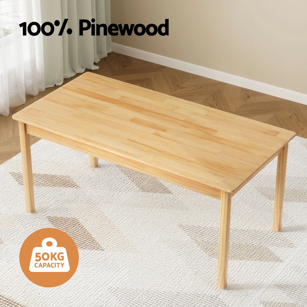1 Keezi Kids Table and 2 Chairs Set Pinewood - Image 5