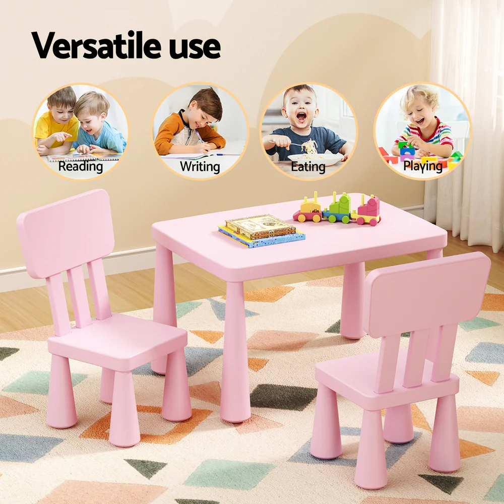 1 Keezi Kids Table and 2 Chairs Set Pink - Image 4