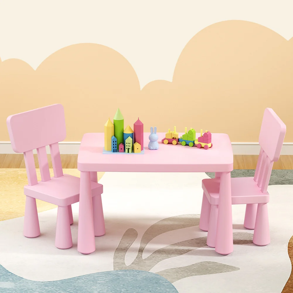 1 Keezi Kids Table and 2 Chairs Set Pink - Image 7