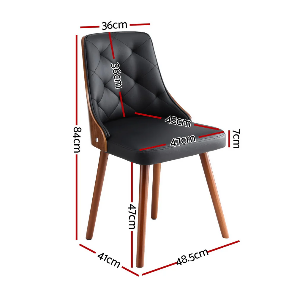 1 Set of 2 Artiss Dining Chairs Black PU - Image 2