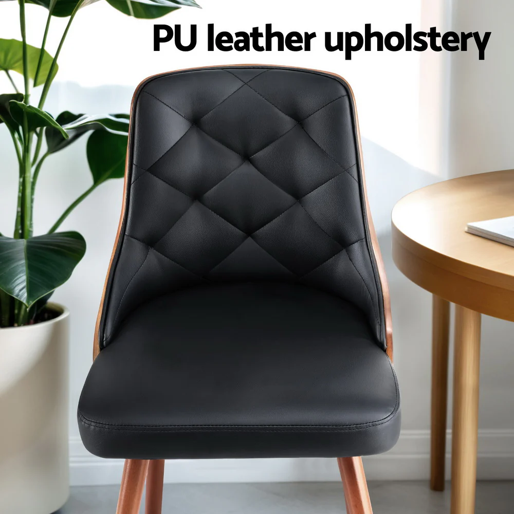 1 Set of 2 Artiss Dining Chairs Black PU - Image 5