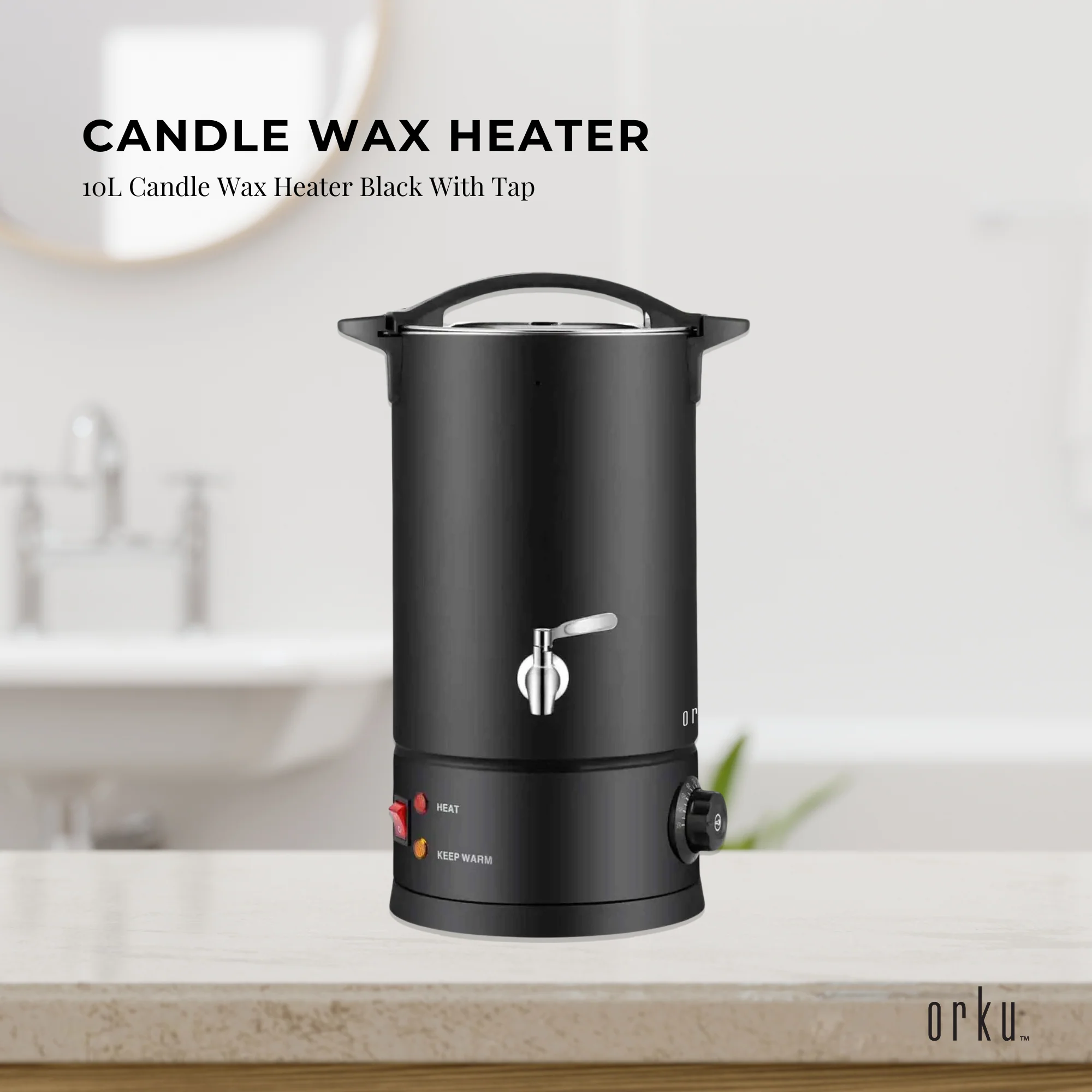 10L Candle Wax Heater Black With Tap - Soy Wax Melter Candle Making Pot - Image 2