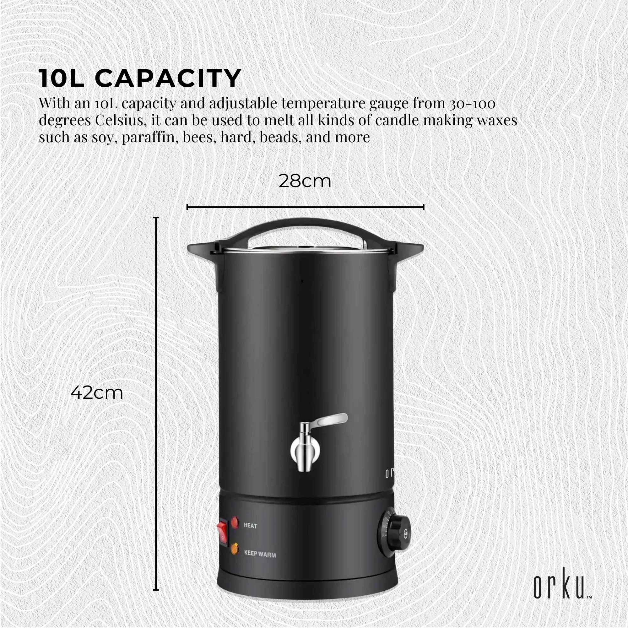 10L Candle Wax Heater Black With Tap - Soy Wax Melter Candle Making Pot - Image 3