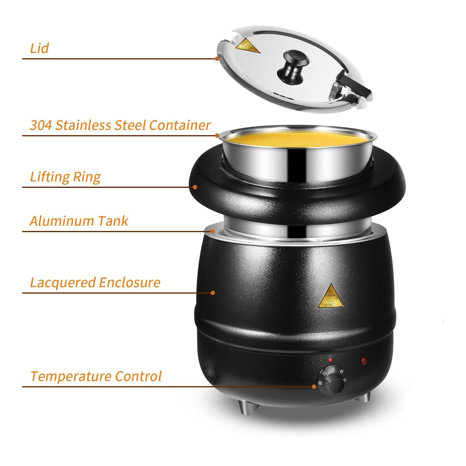 10L Restaurant Electric Buffet Food Warmer Commercial Food Warmers Soup Warmer Black - Image 2