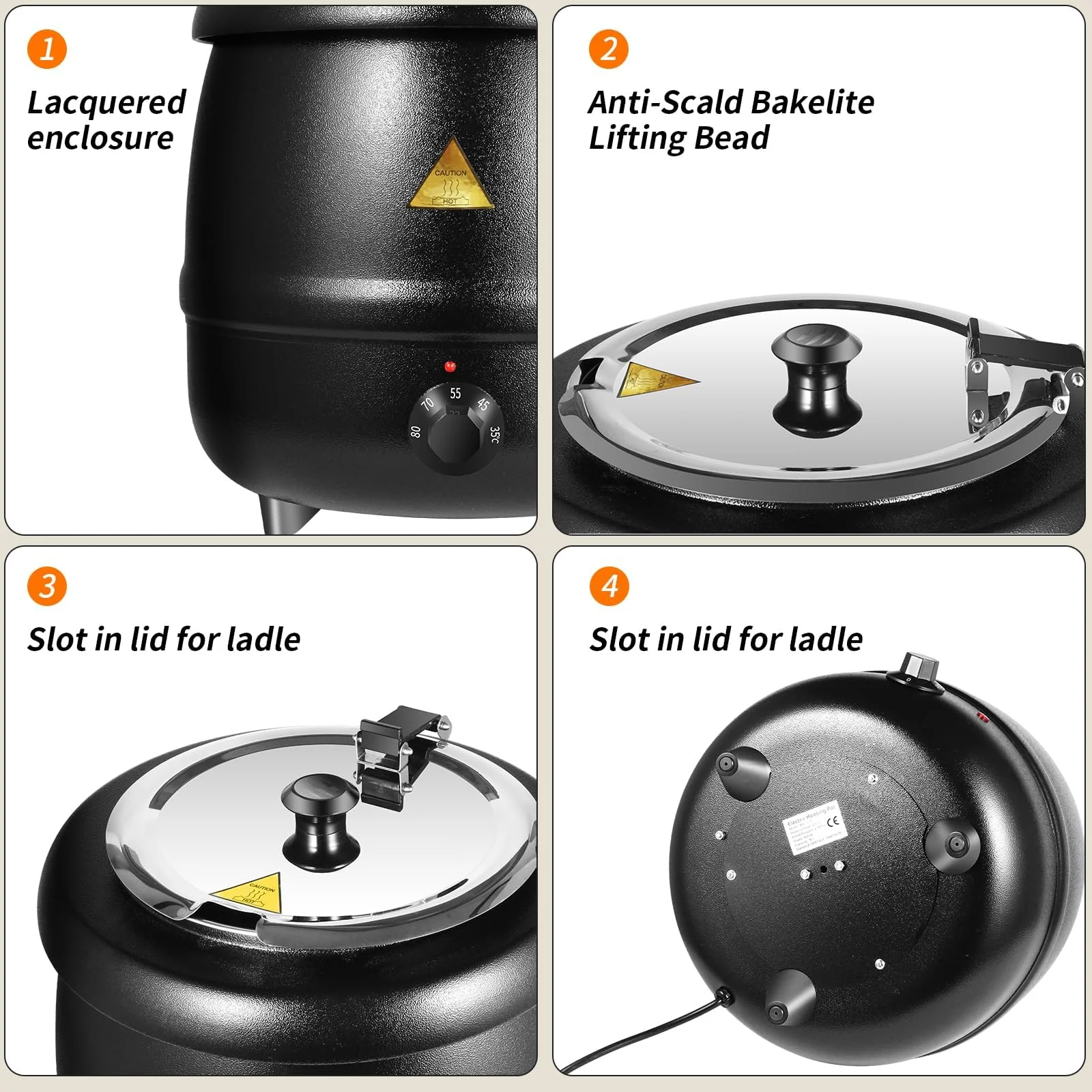 10L Restaurant Electric Buffet Food Warmer Commercial Food Warmers Soup Warmer Black - Image 3