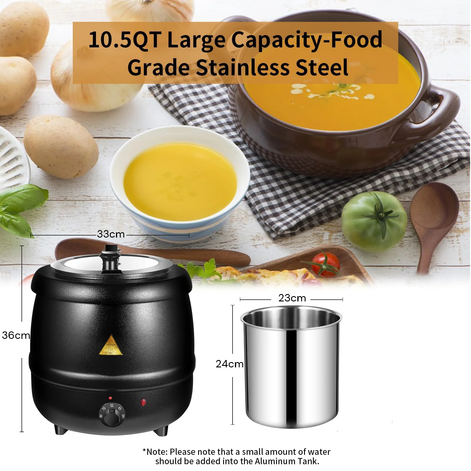 10L Restaurant Electric Buffet Food Warmer Commercial Food Warmers Soup Warmer Black - Image 5