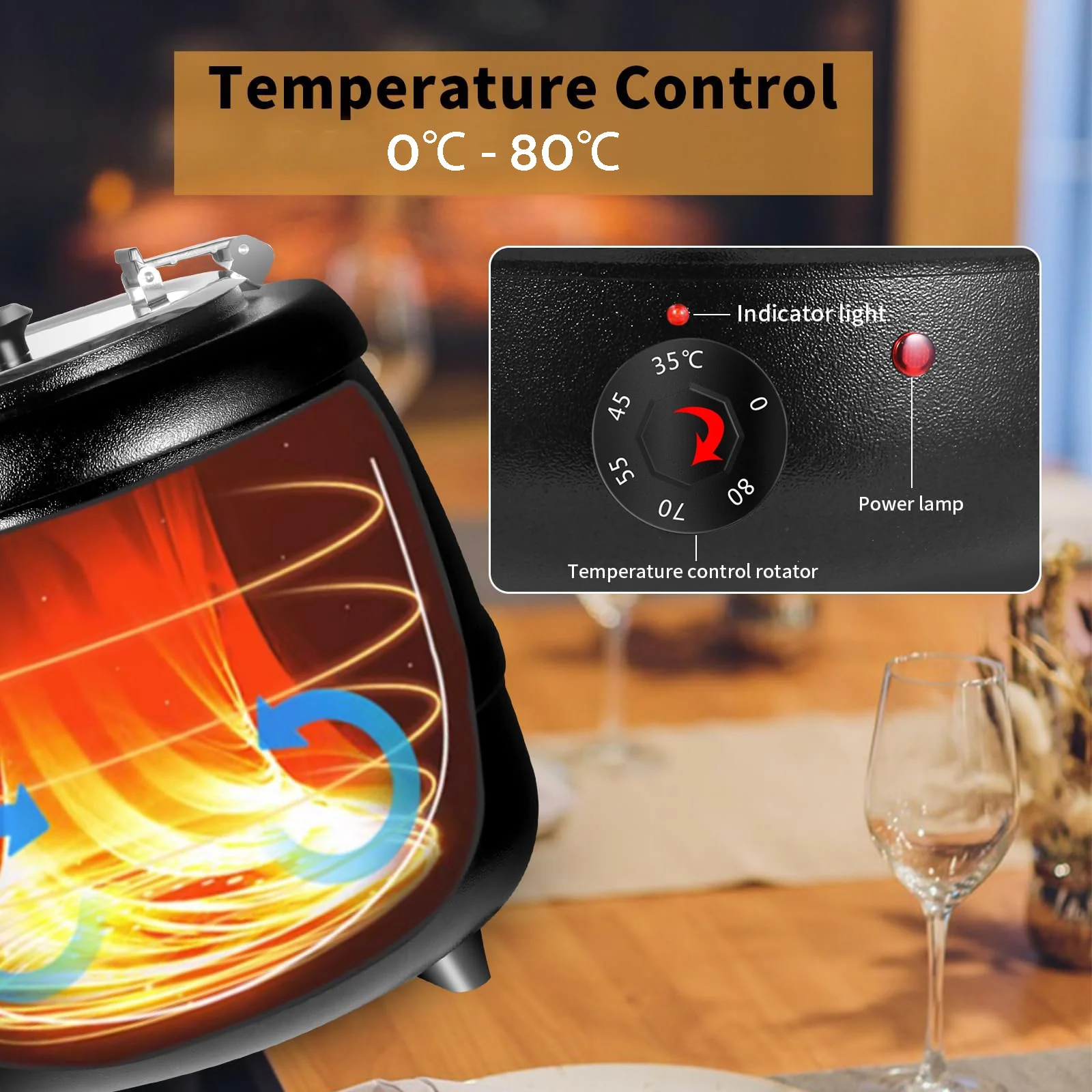 10L Restaurant Electric Buffet Food Warmer Commercial Food Warmers Soup Warmer Black - Image 6