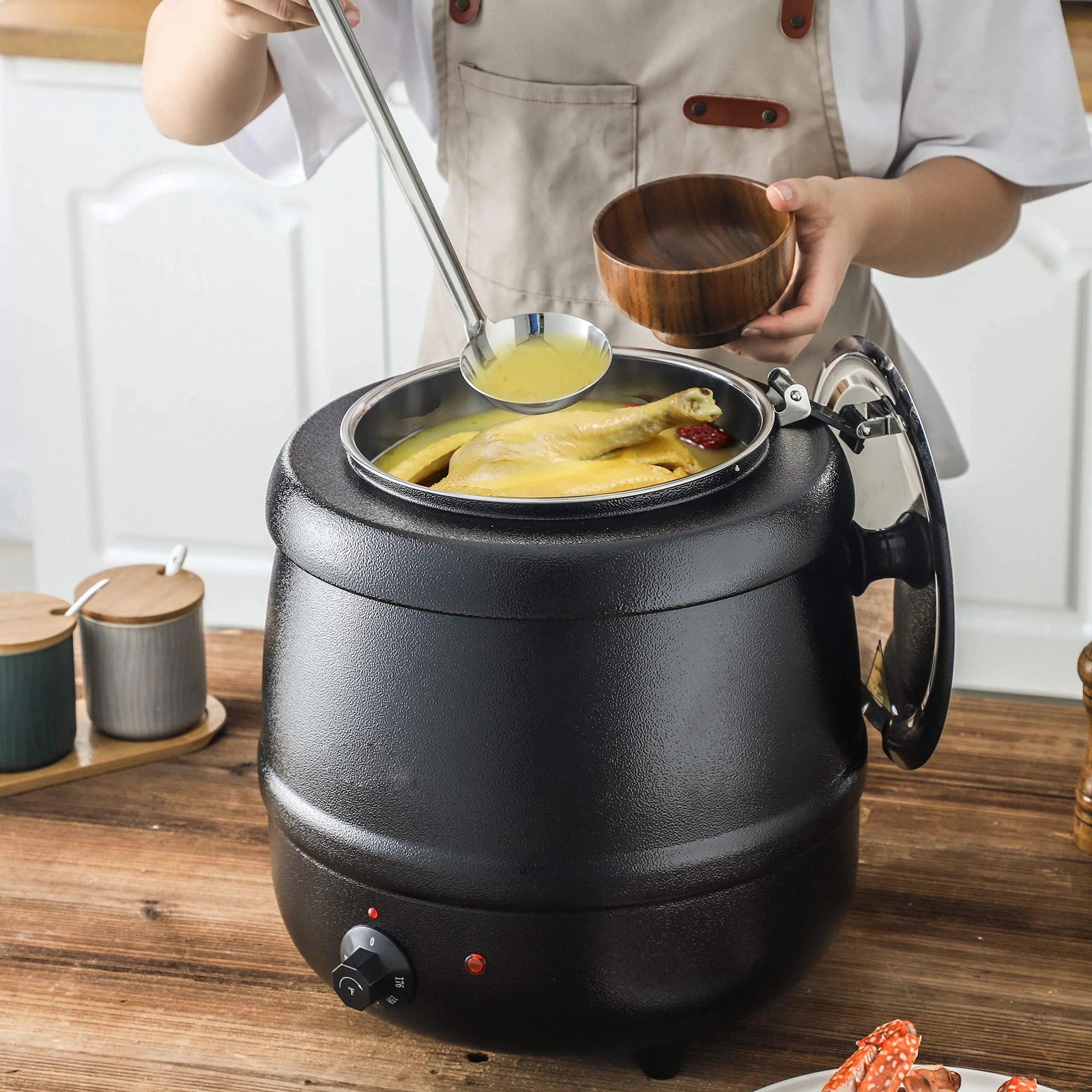 10L Restaurant Electric Buffet Food Warmer Commercial Food Warmers Soup Warmer Black - Image 8