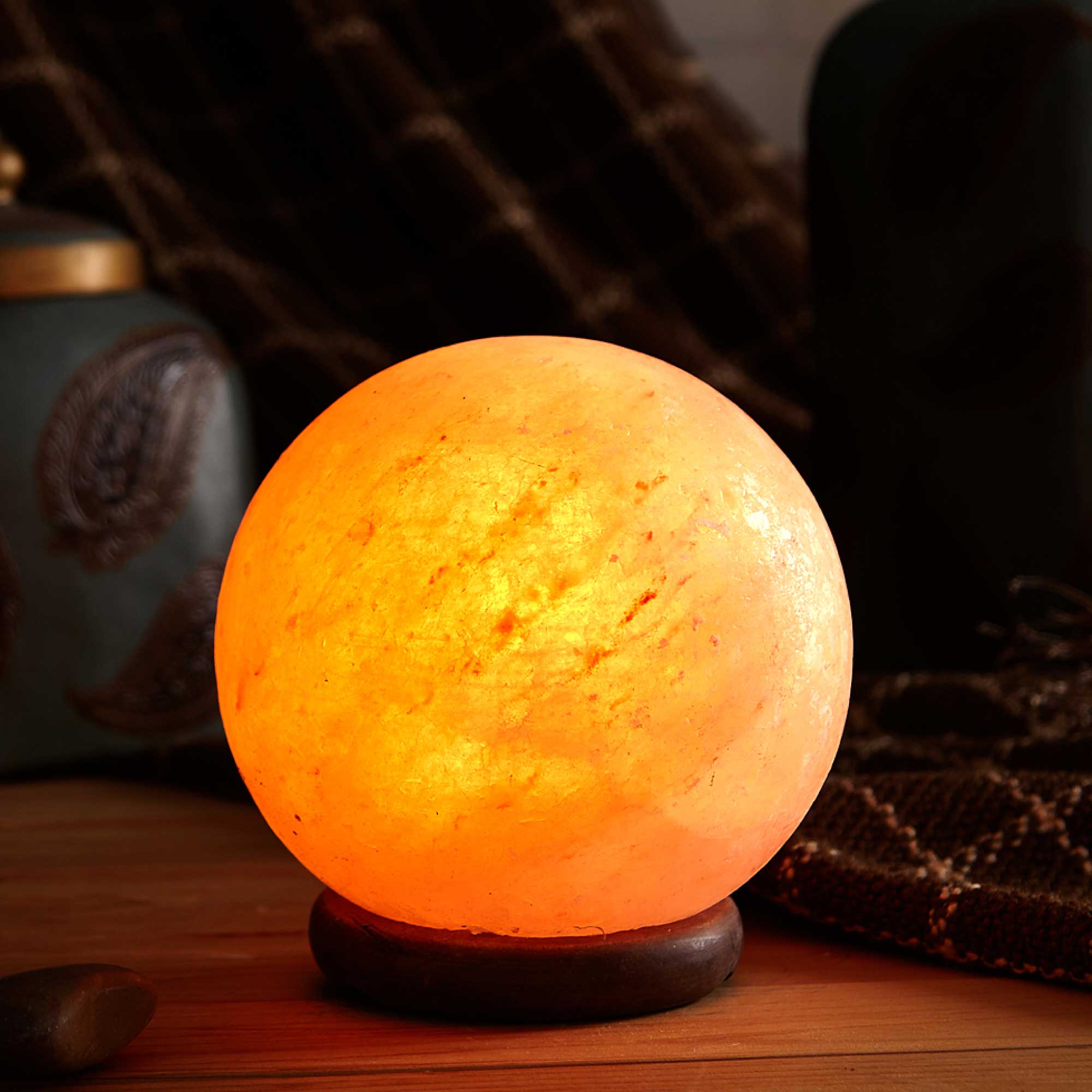 12V 12W 5" Ball Himalayan Pink Salt Lamp Carved Rock Crystal Light Bulb On/Off - Image 6
