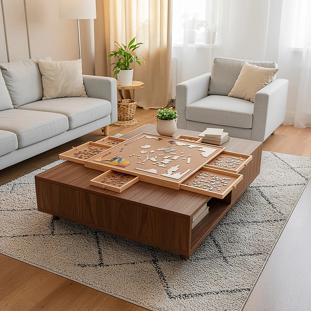 1500 Piece Rotating Wooden Jigsaw Puzzle Table 6 Drawers Board