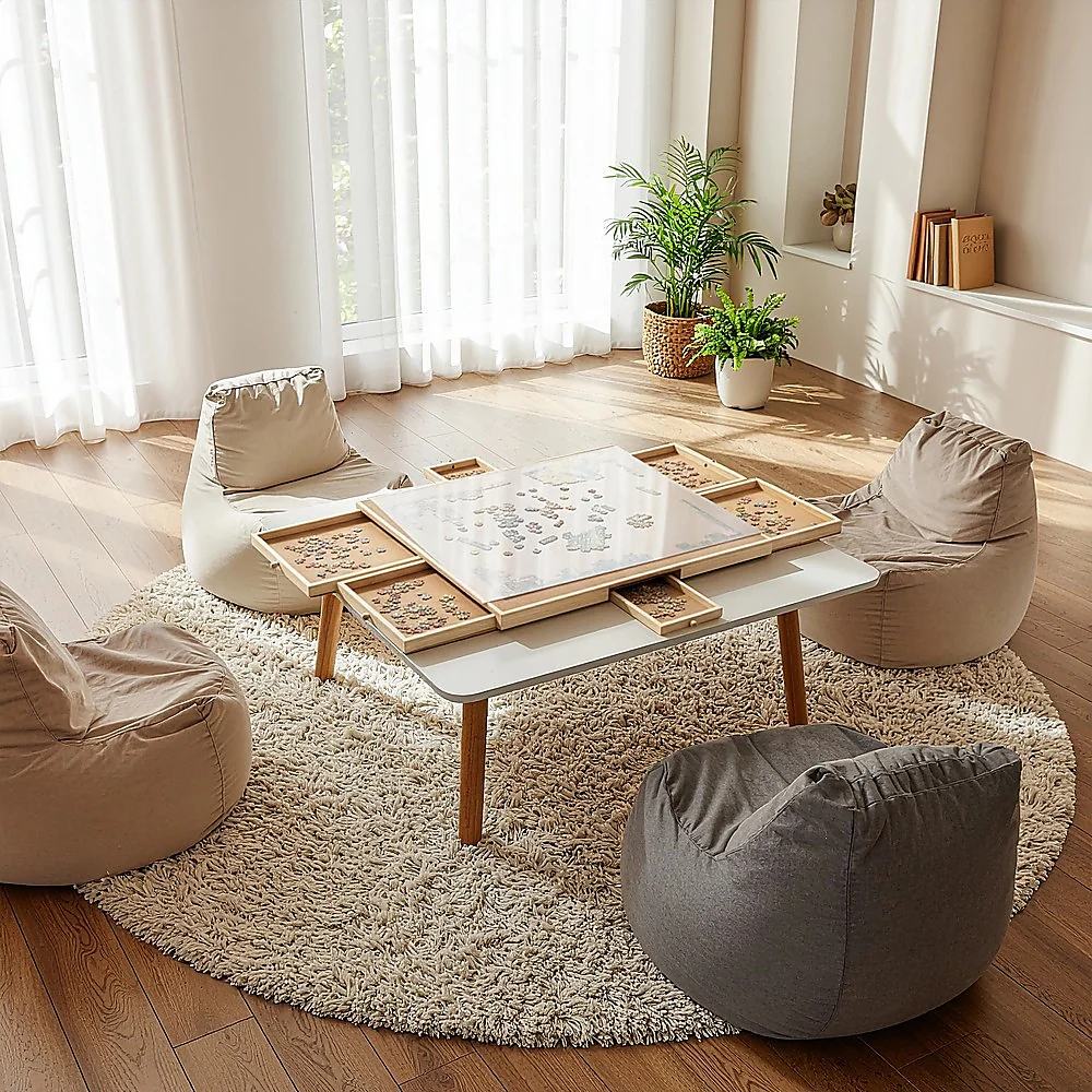 1500 Piece Rotating Wooden Jigsaw Puzzle Table 6 Drawers Board - Image 7