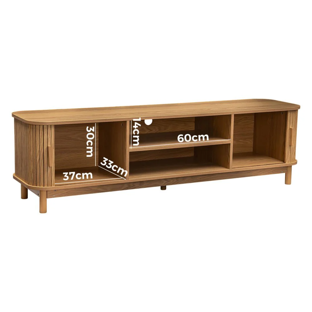160cm Ribbed Natural Entertainment Unit - Image 10