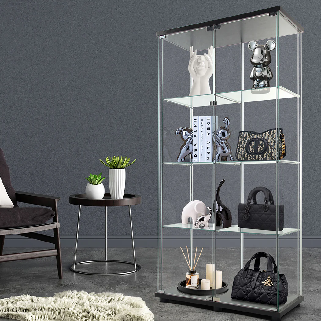 164cm Glass Display Cabinet 2 Doors - Image 7