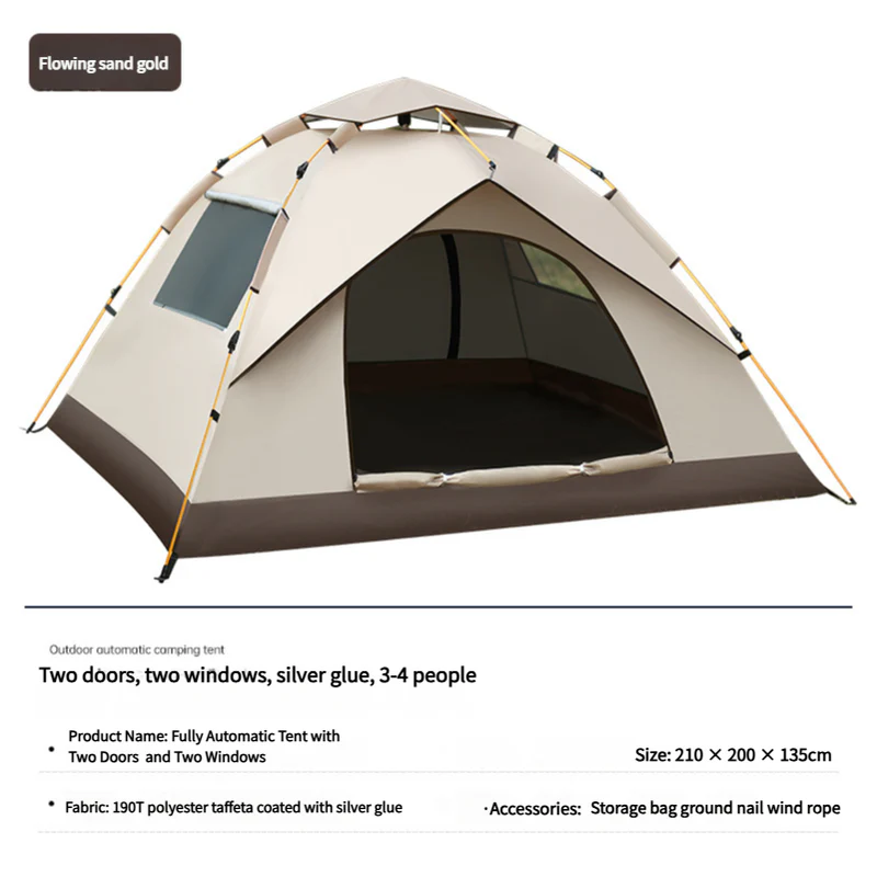 210*200*135cm Outdoor Family Instant Ultralight Portable Folding Popup Waterproof Oxford Fiberglass Automatic Tent For Camping Events - Image 2