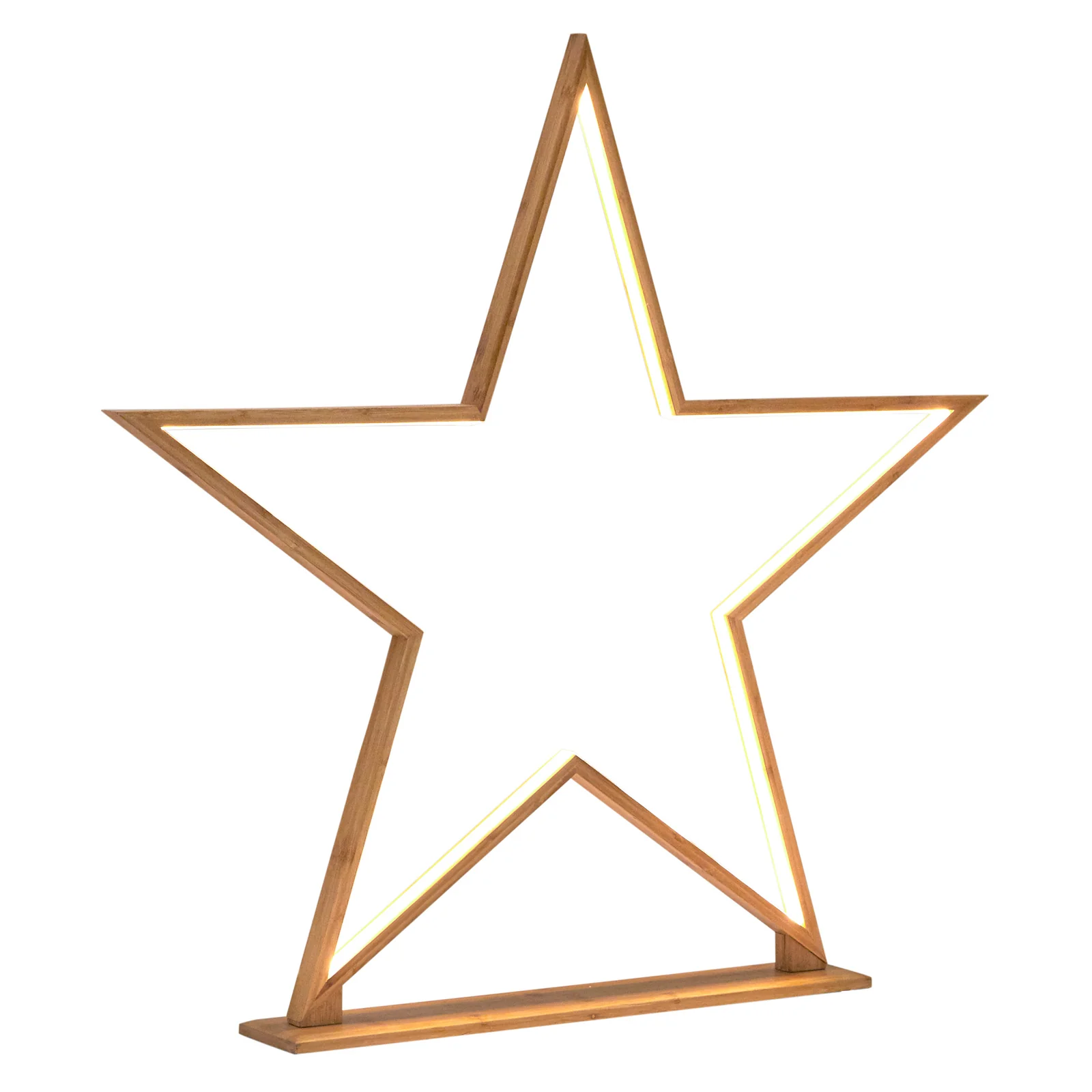 2x Large Bamboo Star w/ LED Strip Table Lamp Light Modern Minimalist Decor - Natural - Image 4