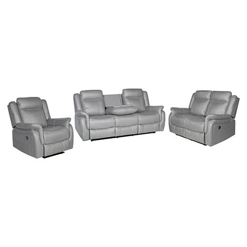 3-2-1 Seater Finest Grey Fabric Recliner Sofa Sturdy Construction Metal Mechanism - Image 2