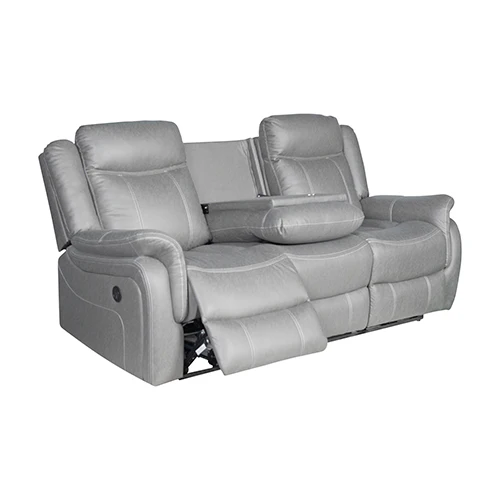 3-2-1 Seater Finest Grey Fabric Recliner Sofa Sturdy Construction Metal Mechanism - Image 4