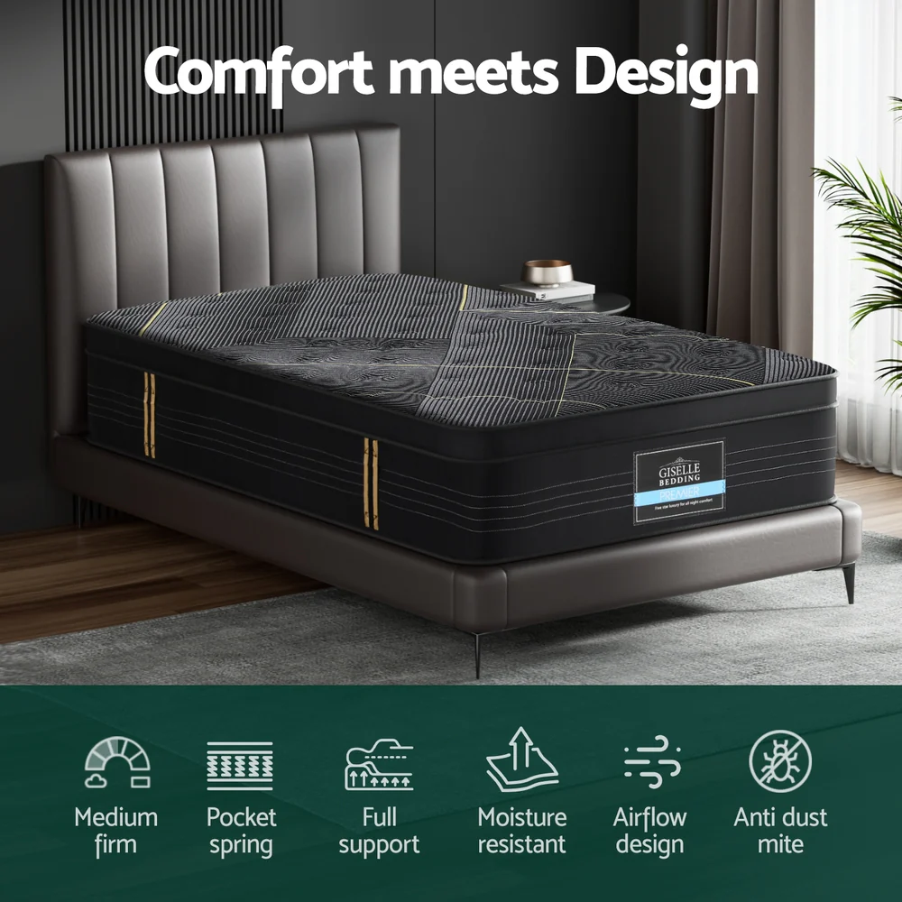 35cm Giselle Mattress King Single Bed Bamboo Pocket Firm Foam - Image 4