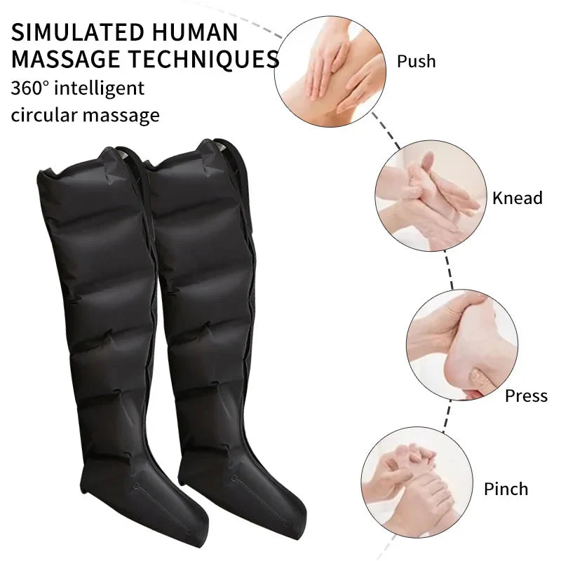 360 Air Pressure Leg Massager Boots with Remote Black - Image 4