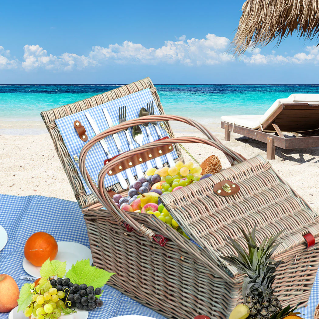 4 Person Picnic Basket Baskets Set Outdoor - Image 7