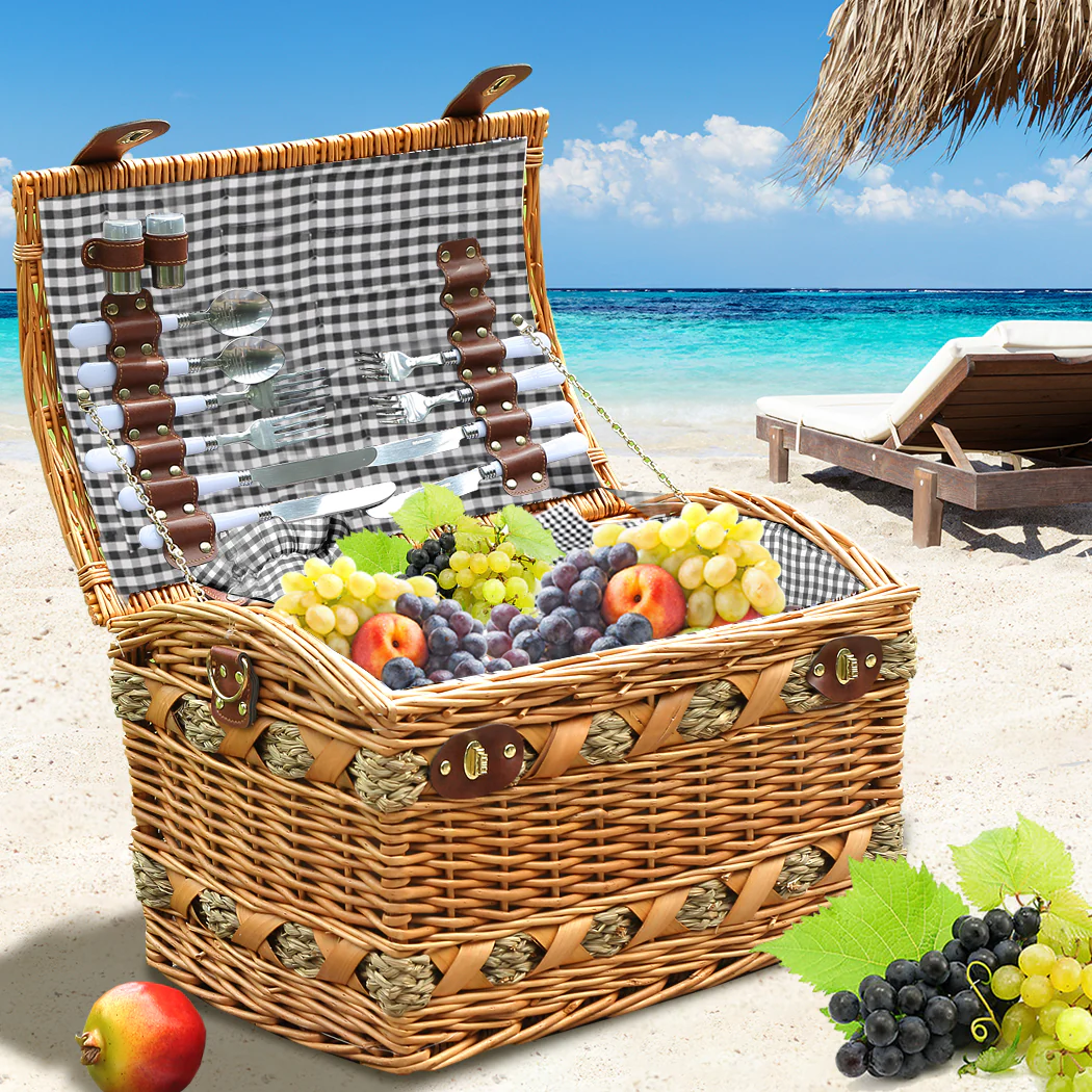 4 Person Picnic Basket Baskets Set Outdoor - Image 6