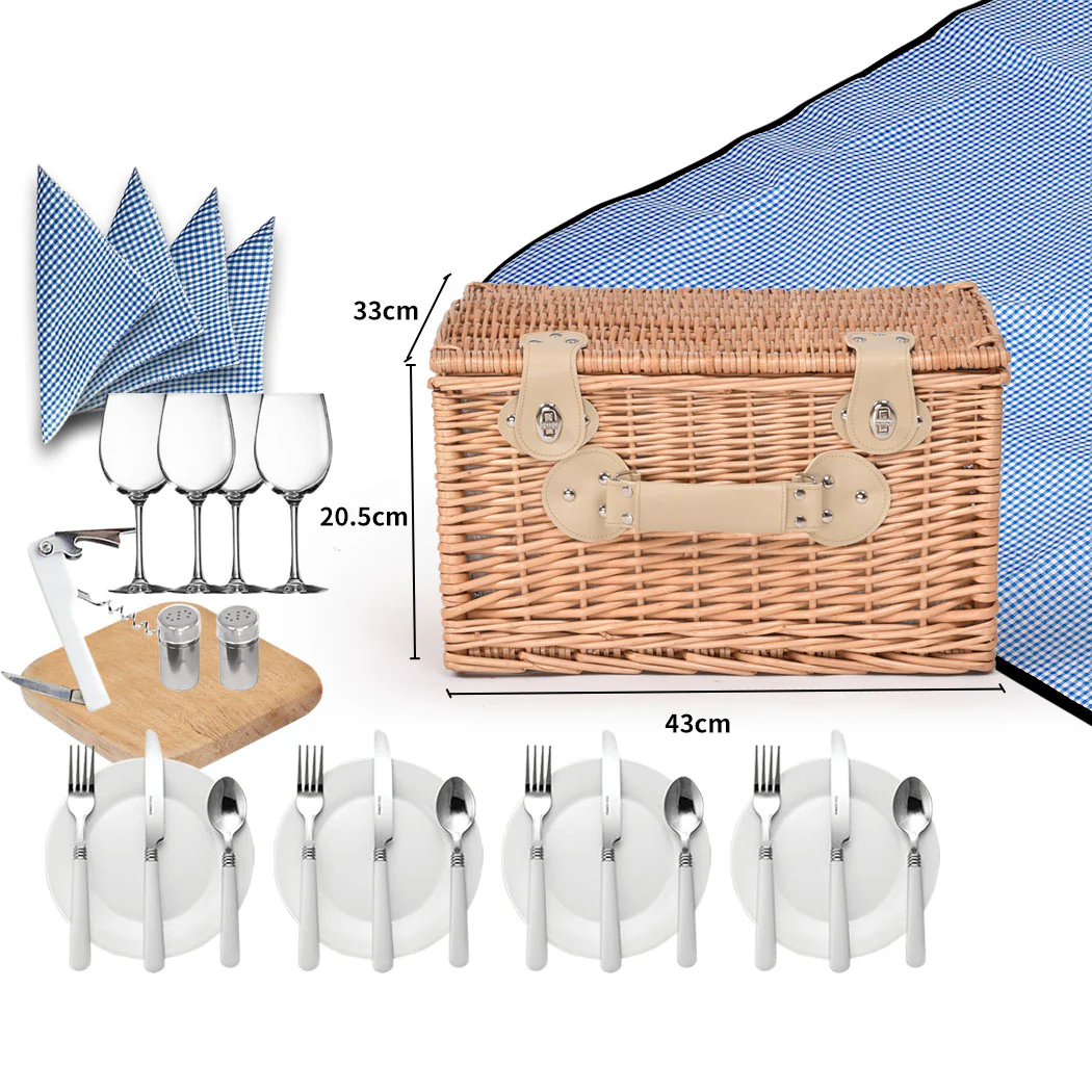 4 Person Picnic Basket Baskets Set Outdoor - Image 2