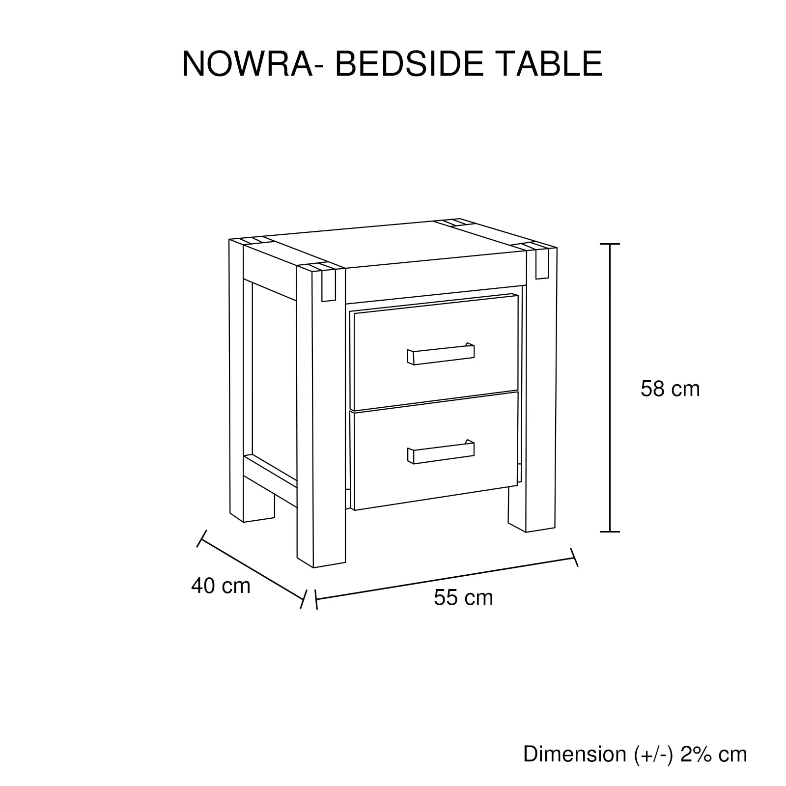 4 Pieces Bedroom Suite in Solid Wood Veneered Acacia Construction Timber Slat Double Size Oak Colour Bed, Bedside Table & Tallboy - Image 7