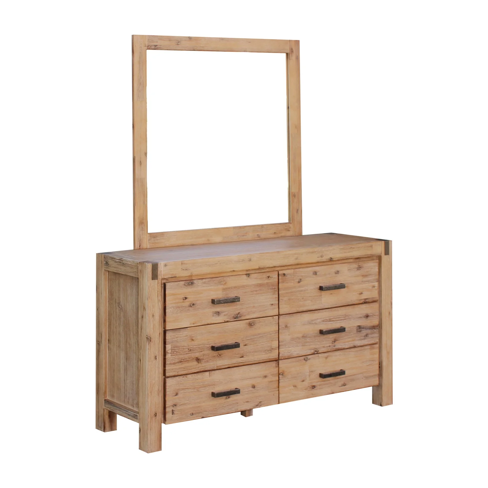 4 Pieces Bedroom Suite in Solid Wood Veneered Acacia Construction Timber Slat King Size Chocolate Colour Bed, Bedside Table & Dresser - Image 4
