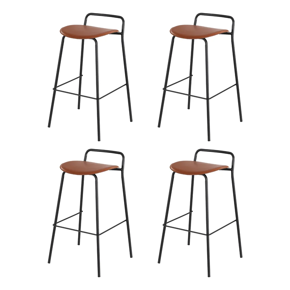 4x Artiss Bar Stools Kitchen Counter Dining Chair Metal Brown - Image 4
