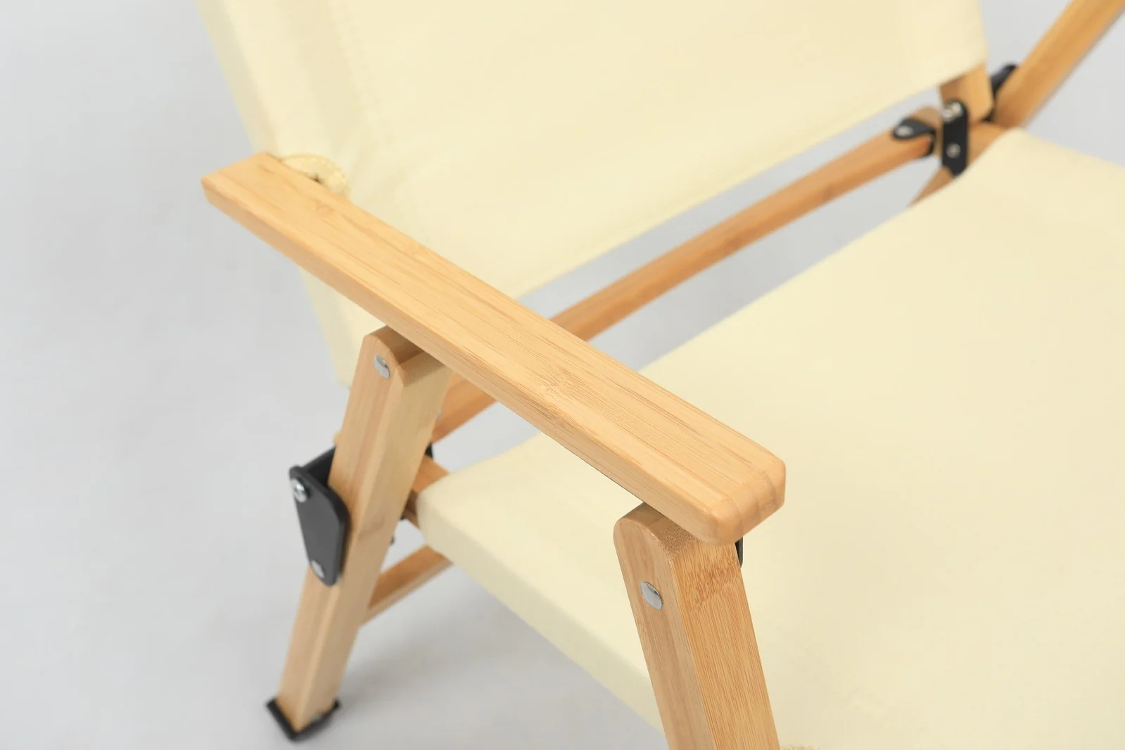 4x Bamboo Canvas Foldable Outdoor Camping Chair Wooden Picnic Park - Khaki/Beige - Image 13