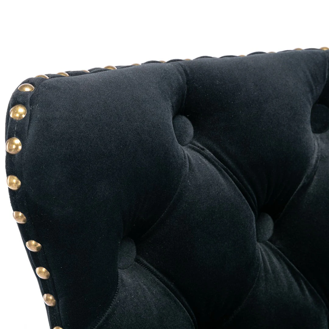 4x Height Adjustable Swivel Bar Stool Velvet Nailhead Barstool with Footrest - Image 5