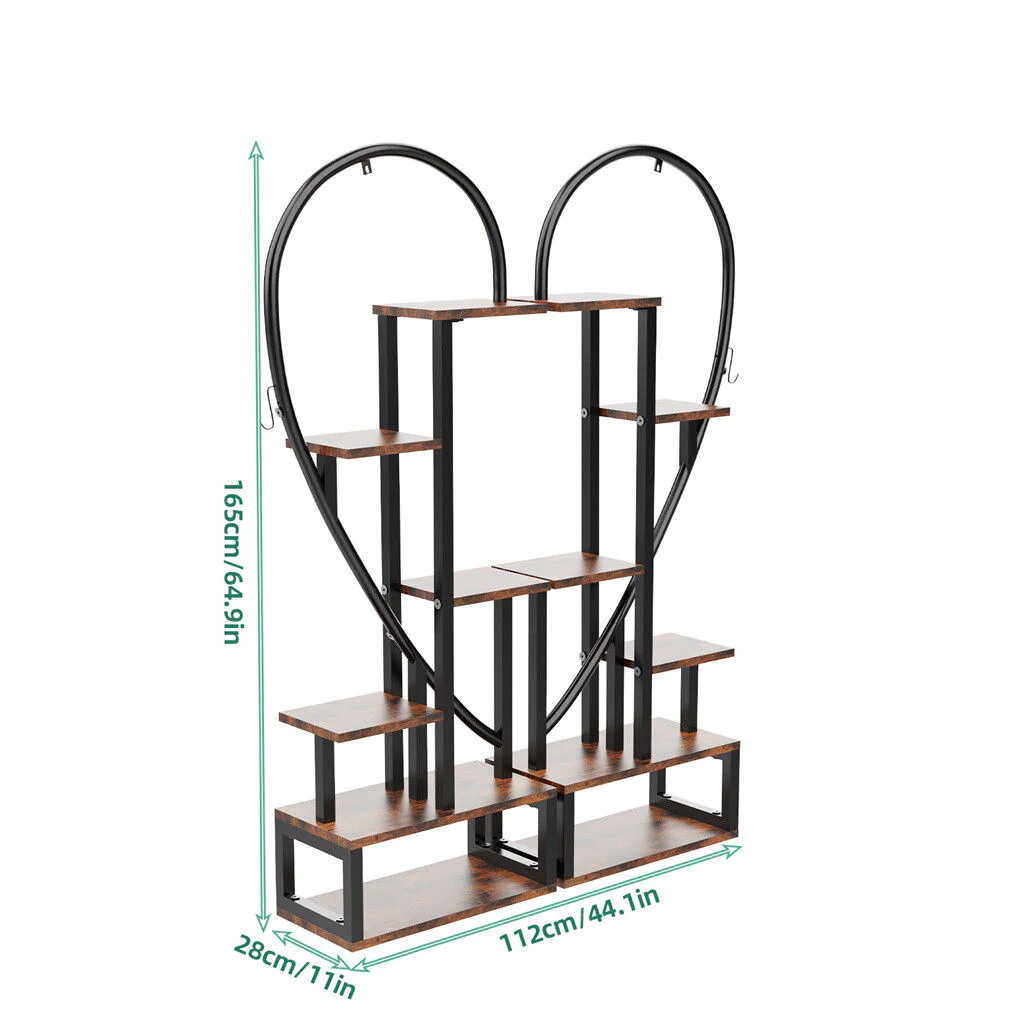 6 Tier Corner Plant Stand Metal & MDF Ladder Shelf Rack - Image 10