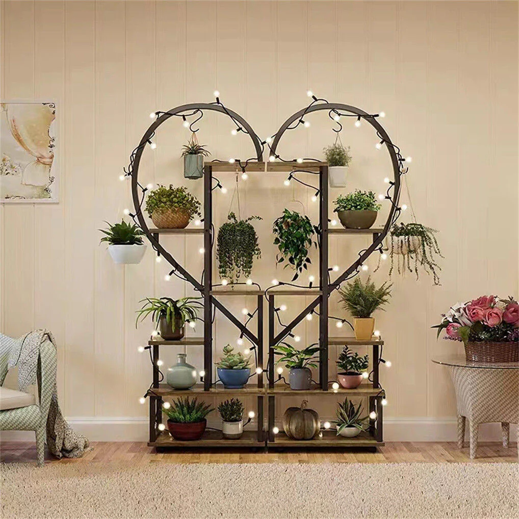 6 Tier Corner Plant Stand Metal & MDF Ladder Shelf Rack - Image 6