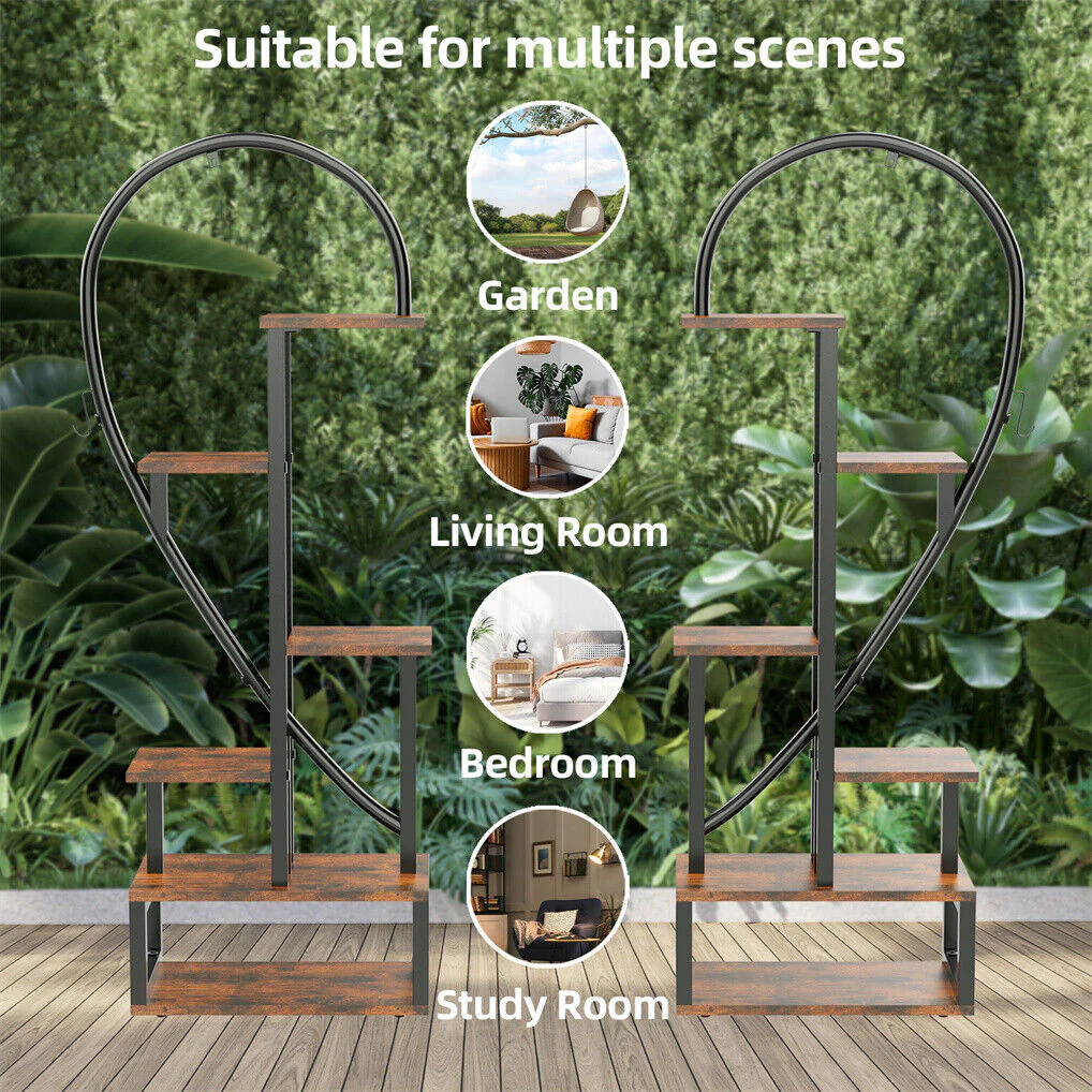 6 Tier Corner Plant Stand Metal & MDF Ladder Shelf Rack - Image 8
