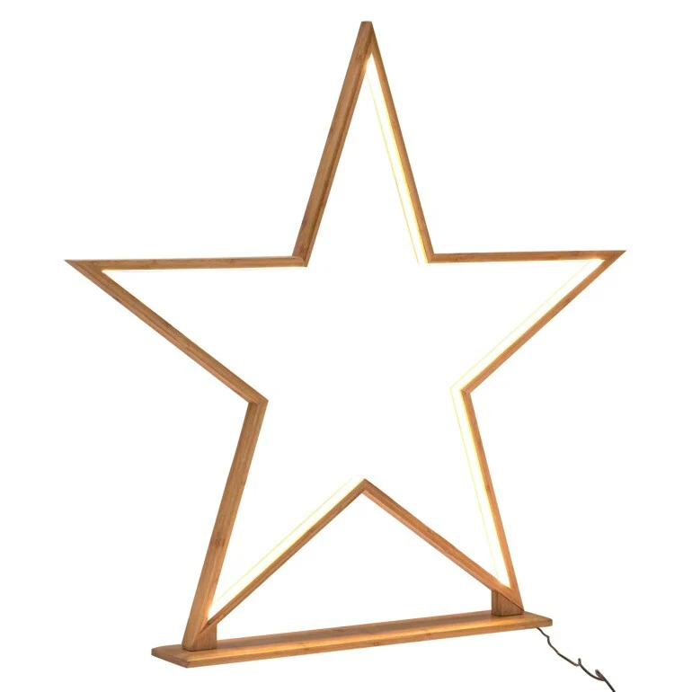 87cm Bamboo Star Table Lamp Desk Light LED Strip Modern Designer - Natural - Image 4