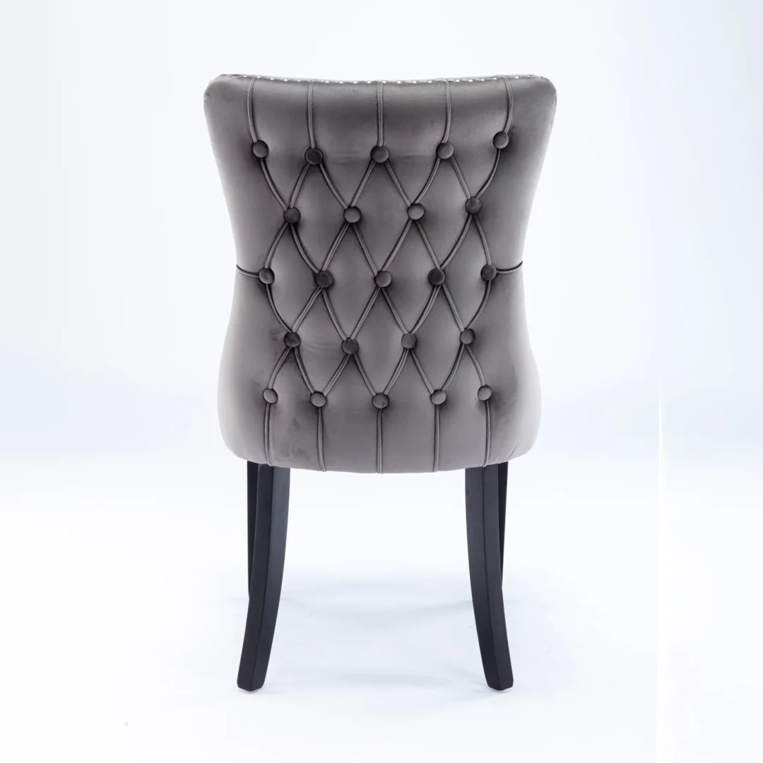 8x Velvet Upholstered Dining Chairs Tufted Wingback Side Chair with Studs Trim Solid Wood Legs for Kitchen - Image 5