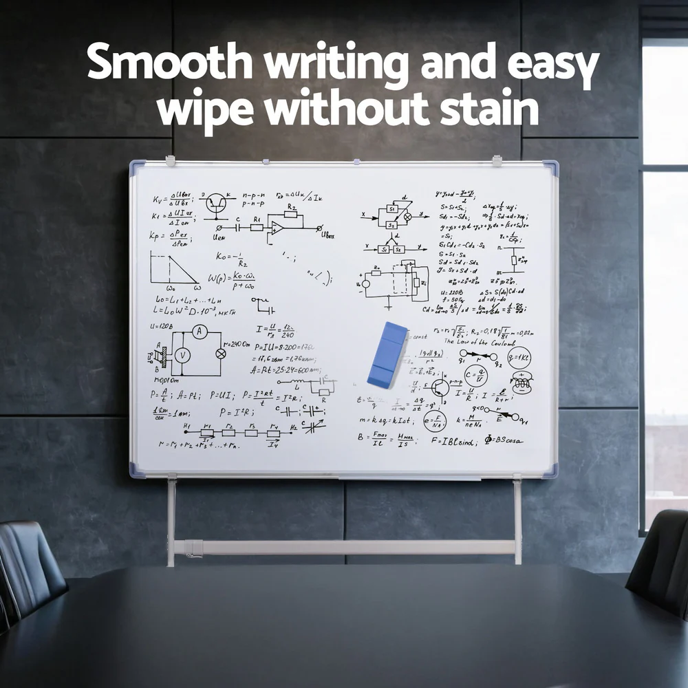 90x120cm Standing Whiteboard with Wheels Magnetic Double-Sided Erase Board - Image 5
