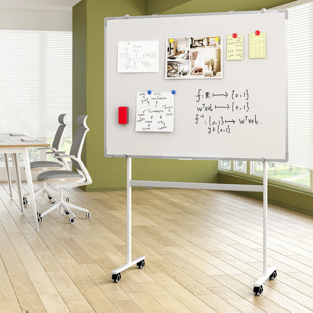 90x120cm Standing Whiteboard with Wheels Magnetic Double-Sided Erase Board - Image 6