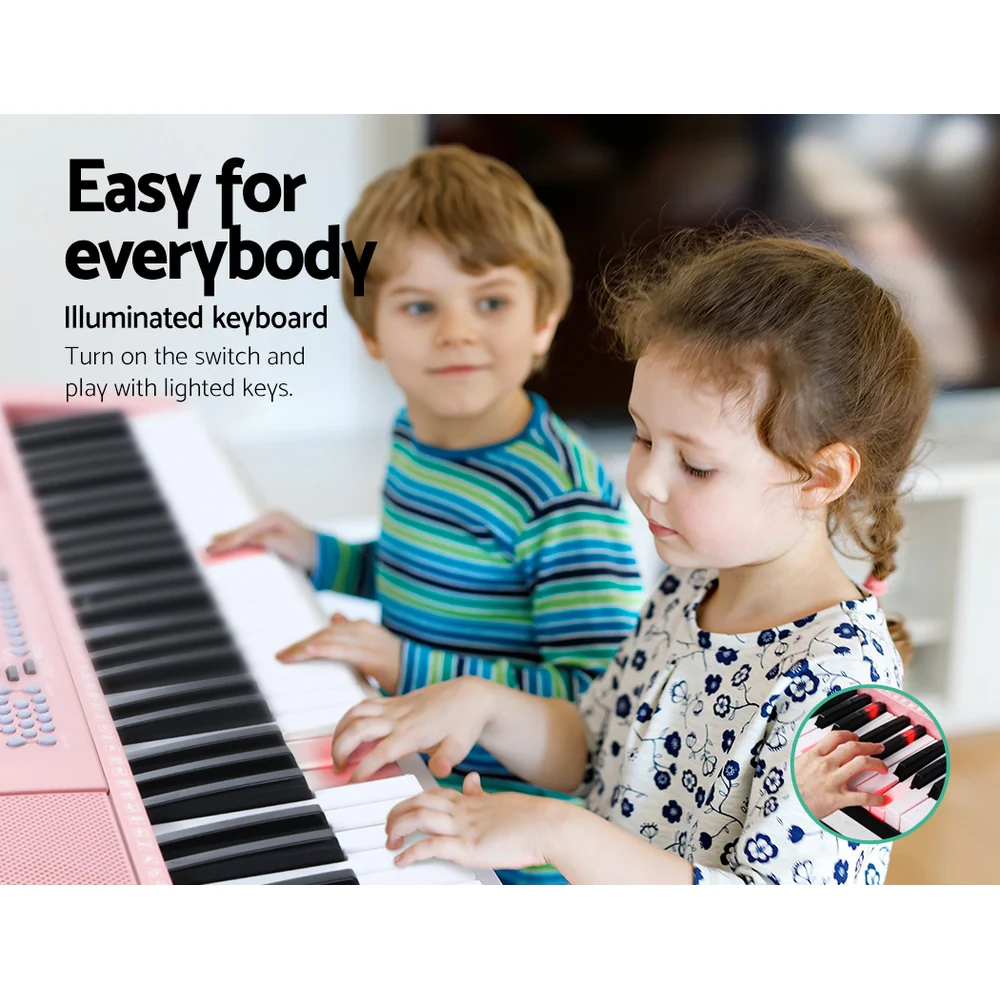 Alpha 61 Keys Electronic Piano Keyboard Digital Electric w/ Stand Lighted Pink - Image 4