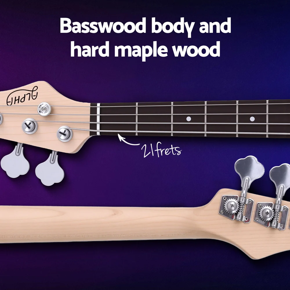 Alpha Electric Guitar Bass 47 Inch Red - Image 5