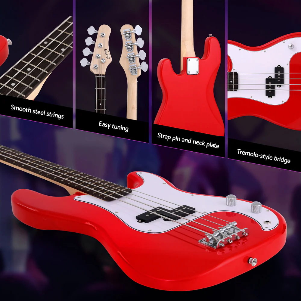 Alpha Electric Guitar Bass 47 Inch Red - Image 6