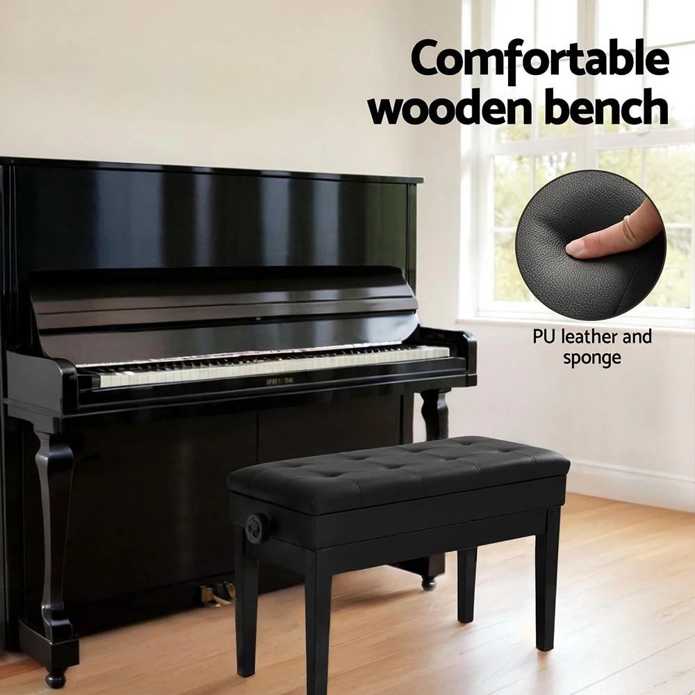 Alpha Piano Bench Stool Adjustable Height Keyboard Seat - Image 4