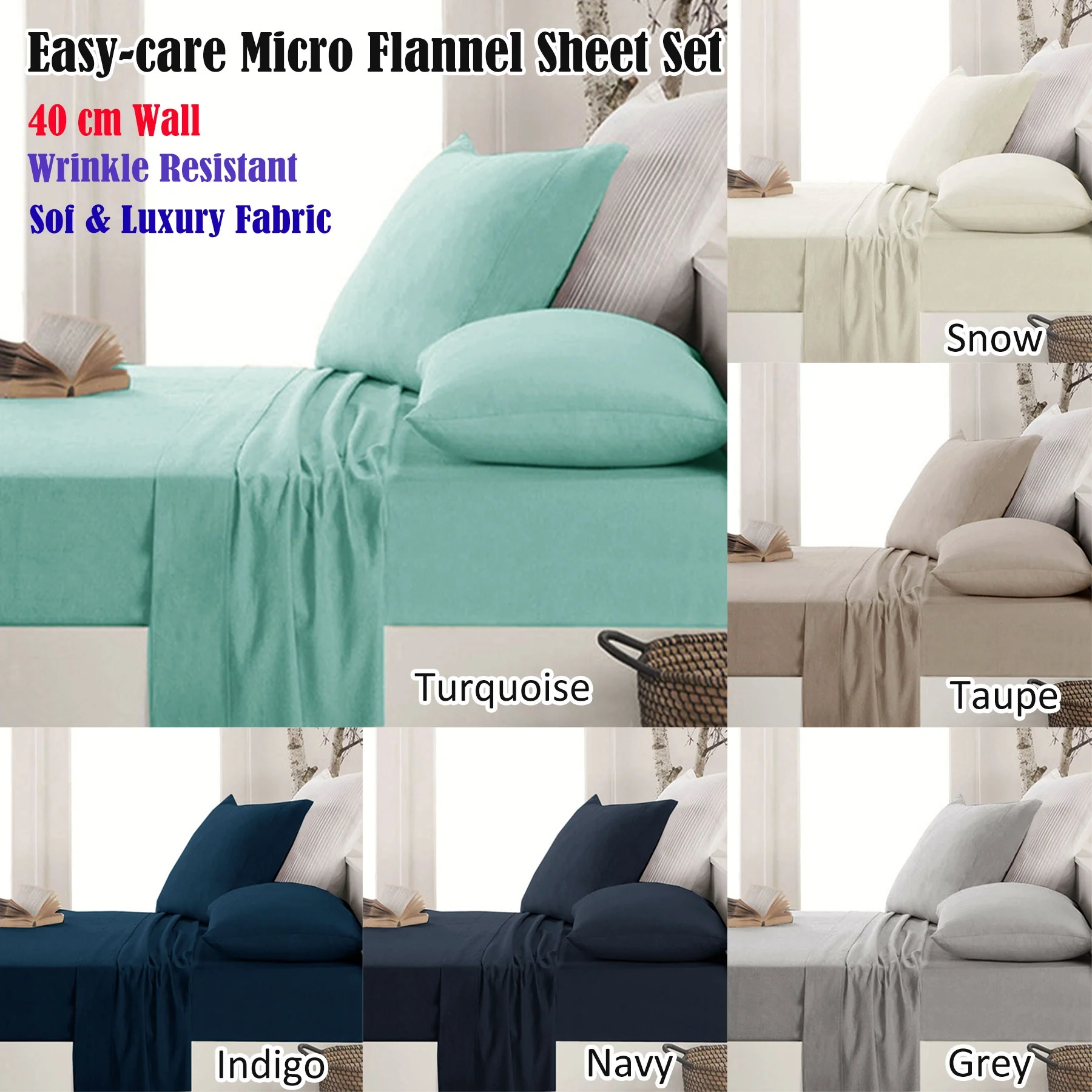 Apartmento Easy-care Micro Flannelette Sheet Set Taupe Single - Image 2