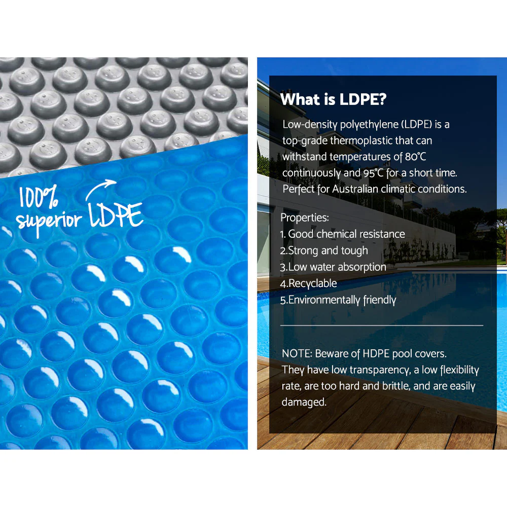 Aquabuddy Pool Cover 6.5x3m 400 Micron Swimming Pool Solar Blanket Blue Silver - Image 4
