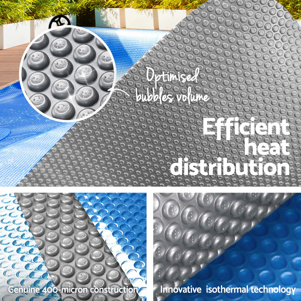 Aquabuddy Pool Cover 6.5x3m 400 Micron Swimming Pool Solar Blanket Blue Silver - Image 5