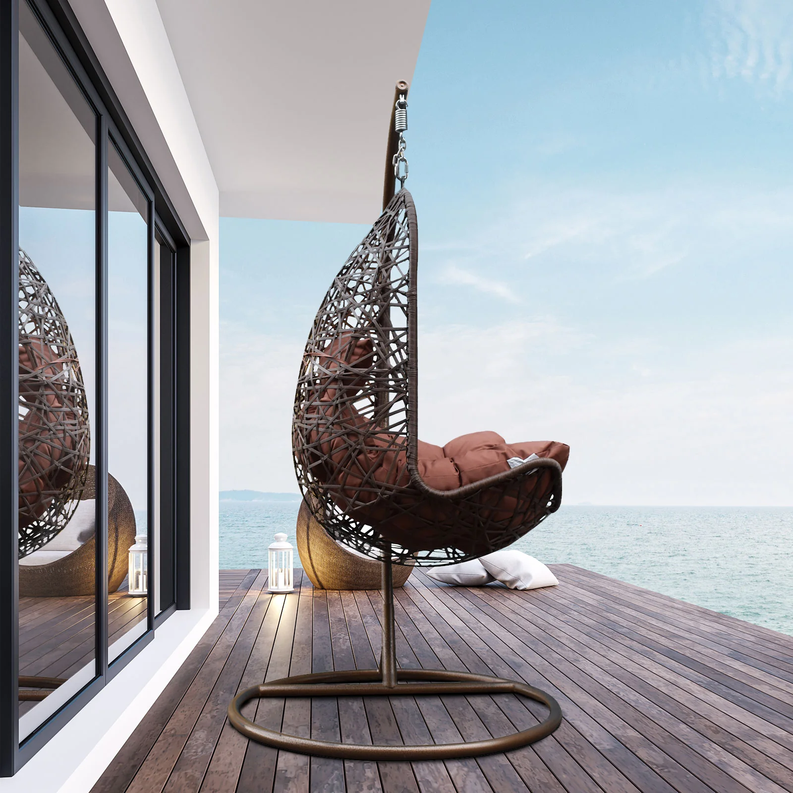 Arcadia Furniture Egg Chair - Brown and Coffee - Image 2