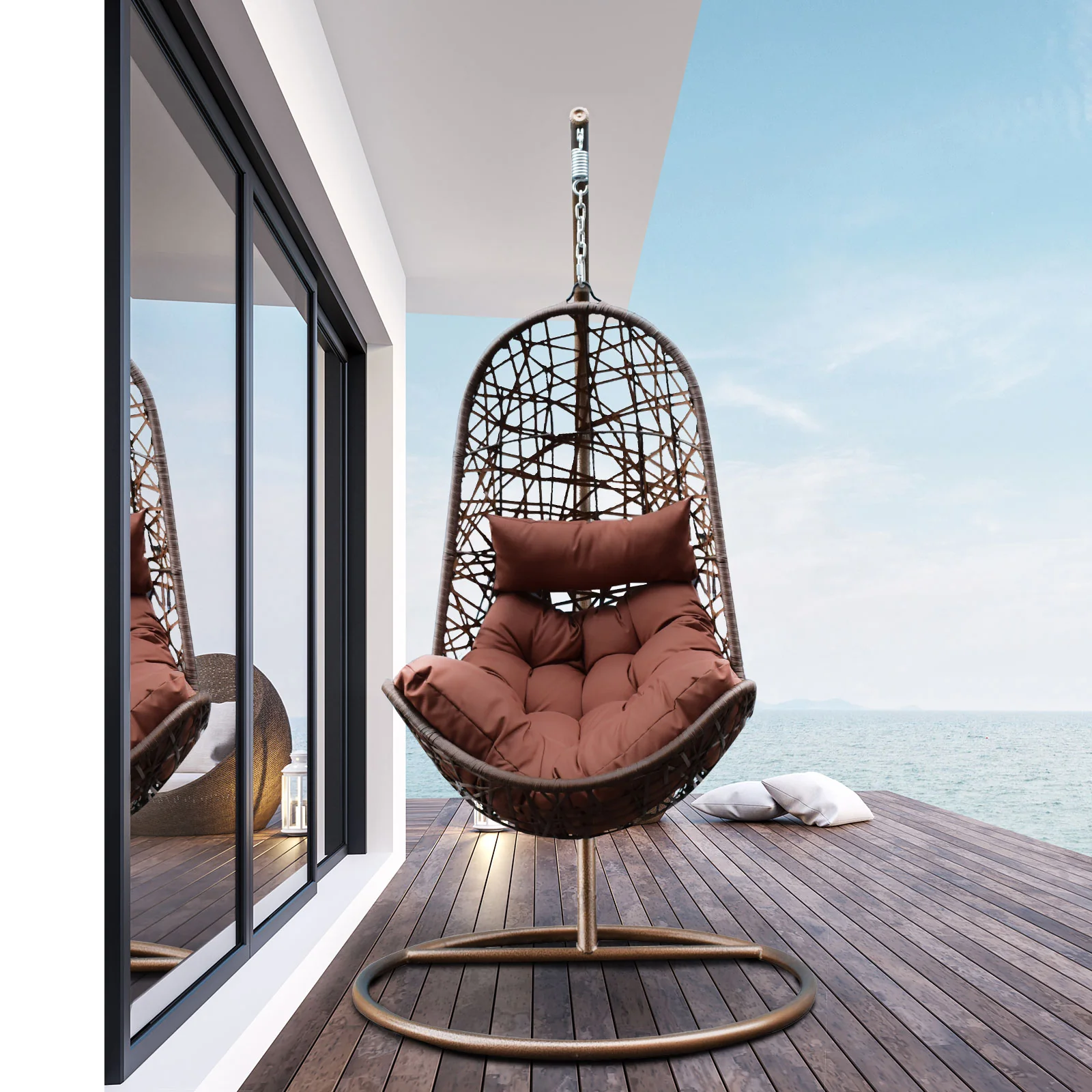 Arcadia Furniture Egg Chair - Brown and Coffee - Image 8