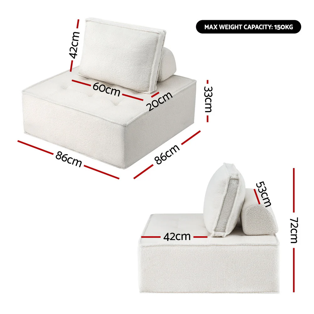 Artiss 2 Floor Sofa Lounge Chair with Pillow - Image 2