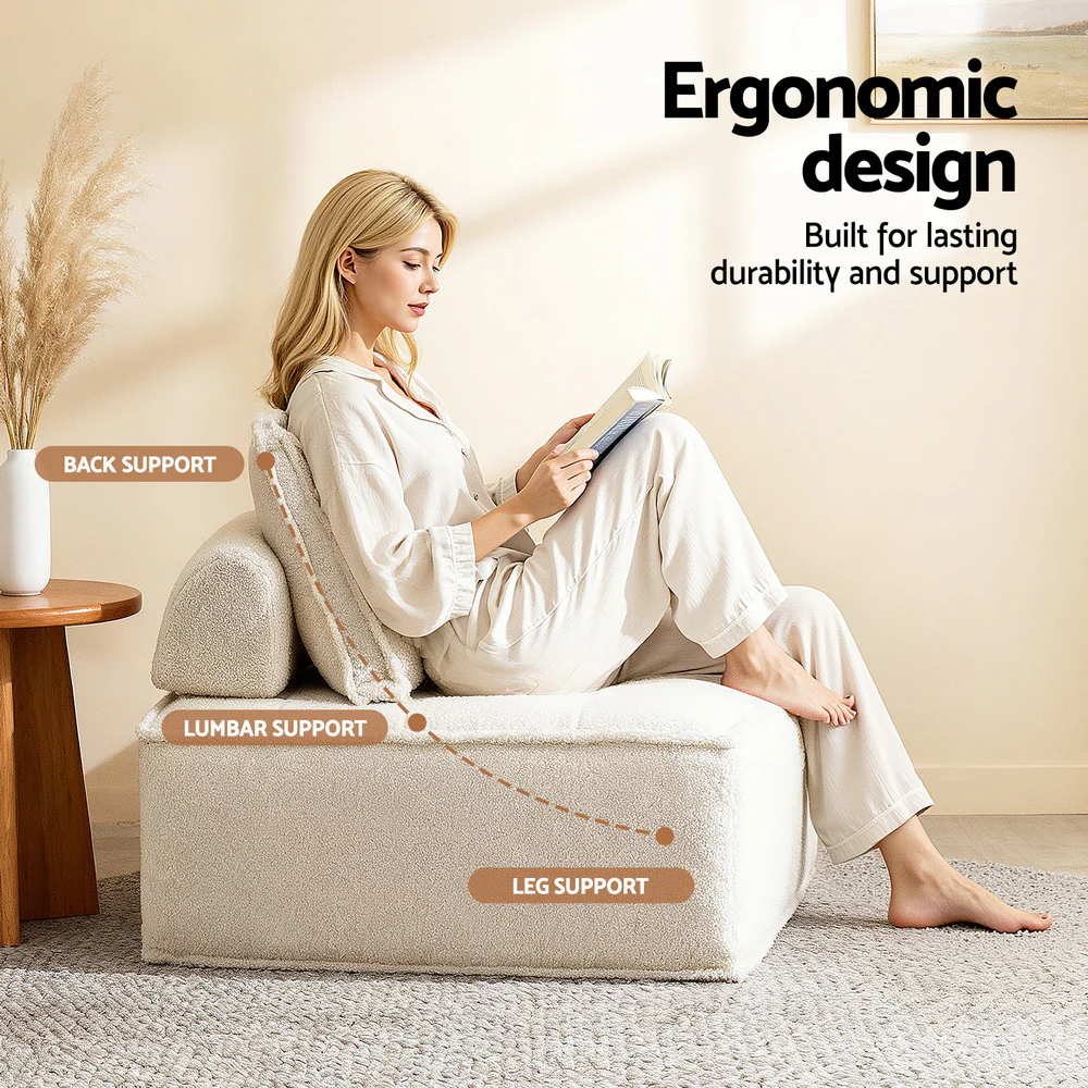 Artiss 2 Floor Sofa Lounge Chair with Pillow - Image 4