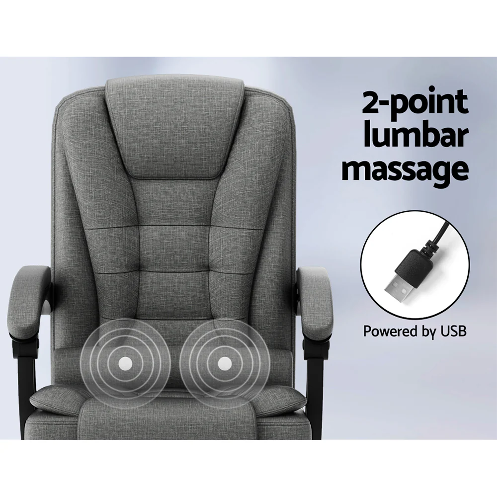 Artiss 2 Point Massage Office Chair Fabric Black - Image 4